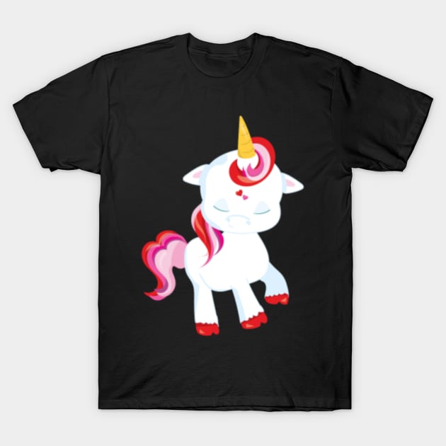 Kids Valentine Cute Unicorn Valentine T-Shirt by Kink4on